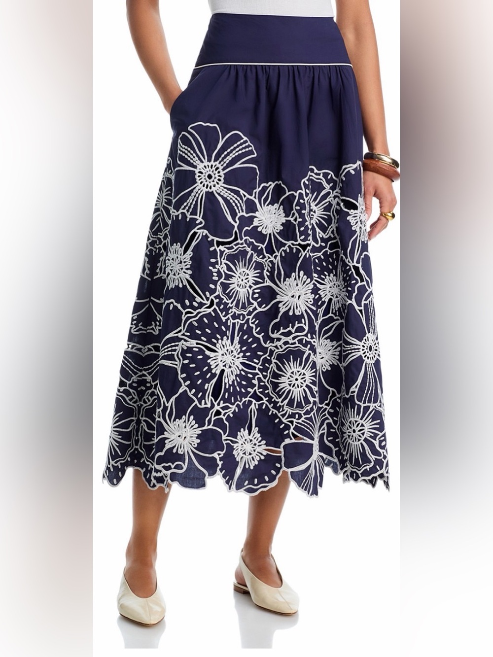 FARM Rio Blue Flowers Richelieu Maxi Skirt